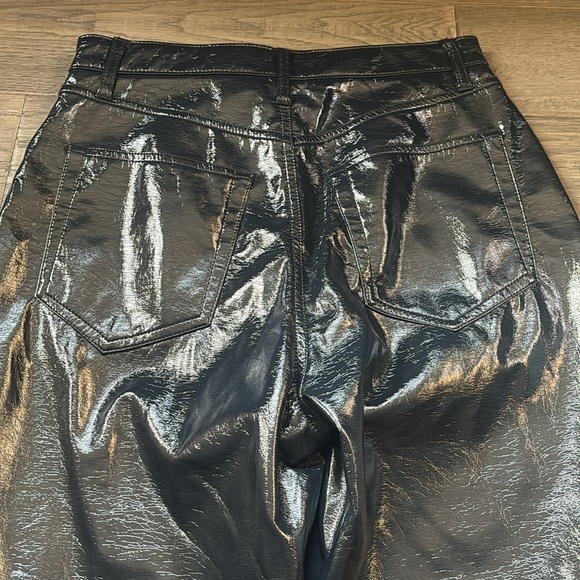 Abercrombie & Fitch | 90s Straight Ultra High Rise Shiny Vegan Leather Pants 28 - Picture 14 of 14